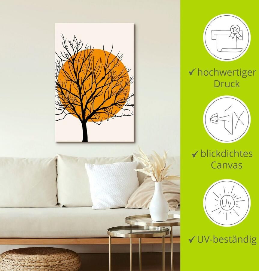 Artland Artprint op linnen Verborgen zon gespannen op een spieraam - Foto 3