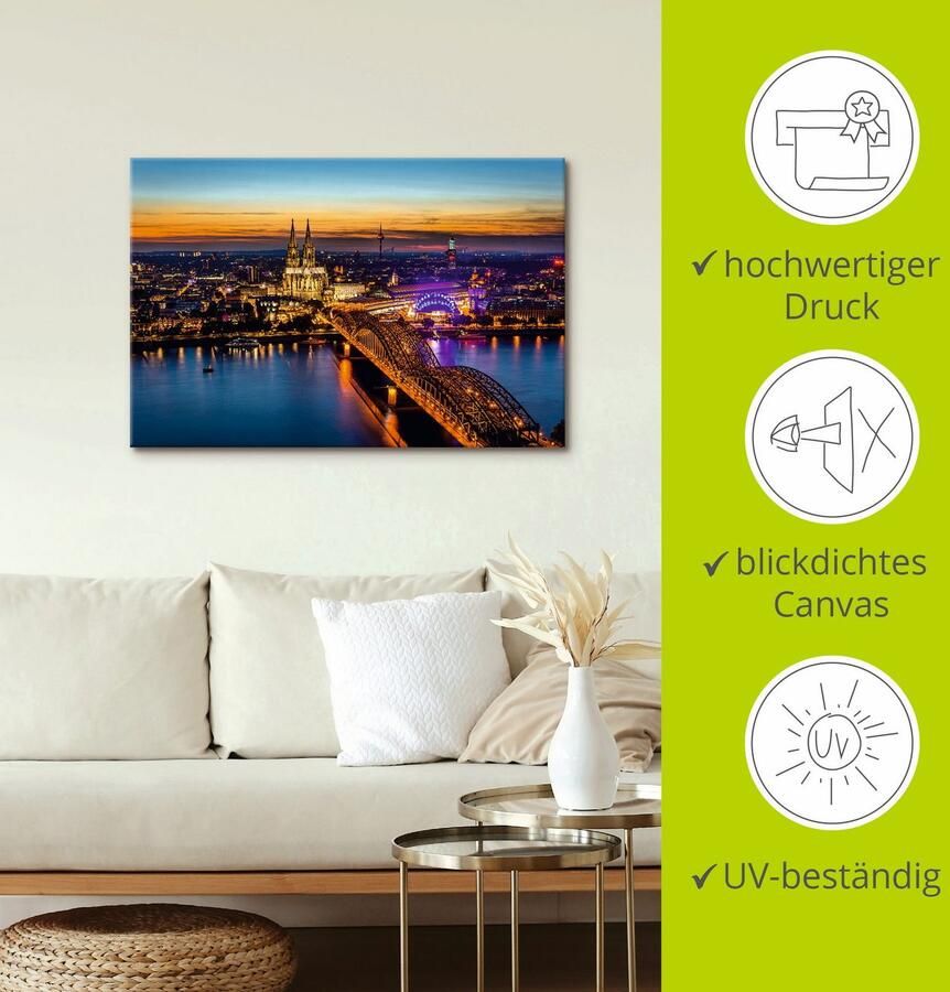 Artland Artprint op linnen Verlicht Keulen van boven - Foto 3