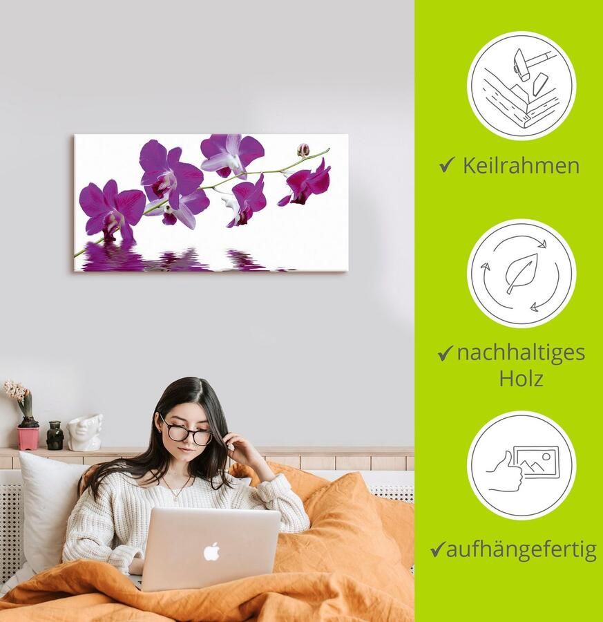 Artland Artprint op linnen Violette orchideeën gespannen op een spieraam - Foto 3