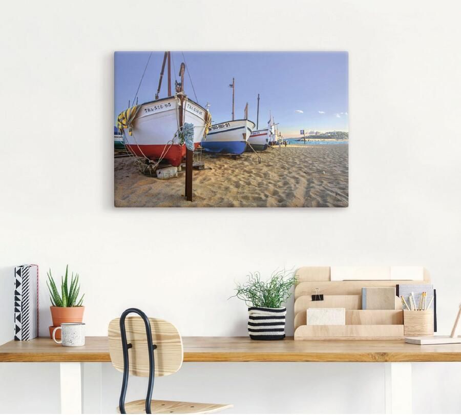 Artland Artprint op linnen Vissersboten aan het strand - Foto 3