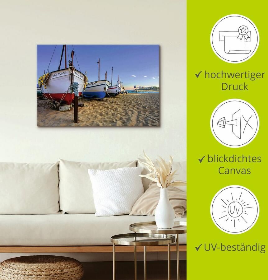 Artland Artprint op linnen Vissersboten aan het strand - Foto 2