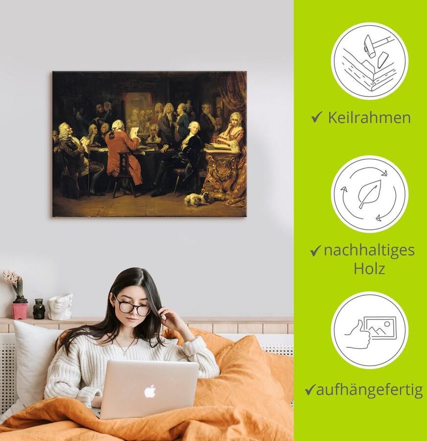 Artland Artprint op linnen Voltaire in leeskamer van café Procope.