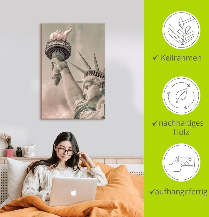 Artland Artprint op linnen Vrijheidsbeeld in stedelijke vintage-stijl - Foto 2