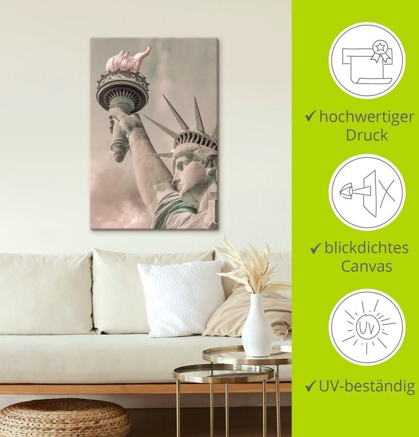 Artland Artprint op linnen Vrijheidsbeeld in stedelijke vintage-stijl - Foto 3