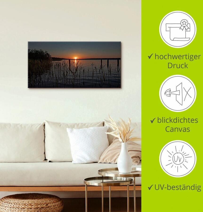 Artland Artprint op linnen Vroeg in de ochtend aan de Ratzeburger See II - Foto 2