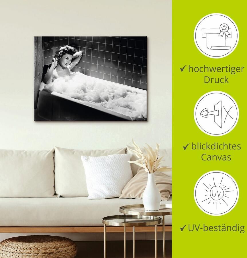 Artland Artprint op linnen Vrouw in schuimbad 1940 gespannen op een spieraam - Foto 2