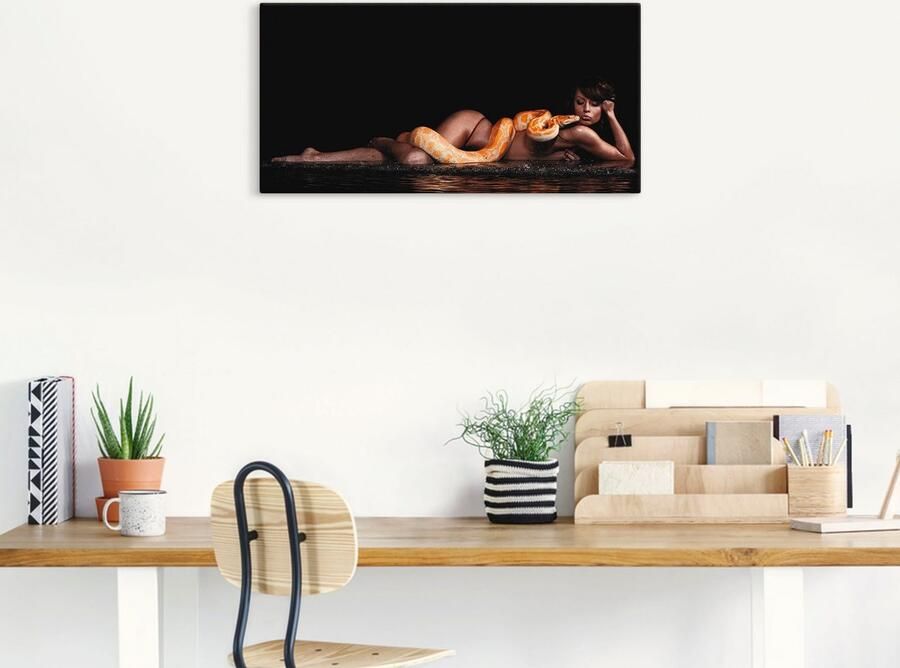 Artland Artprint op linnen Vrouw in water liggend met python - Foto 5