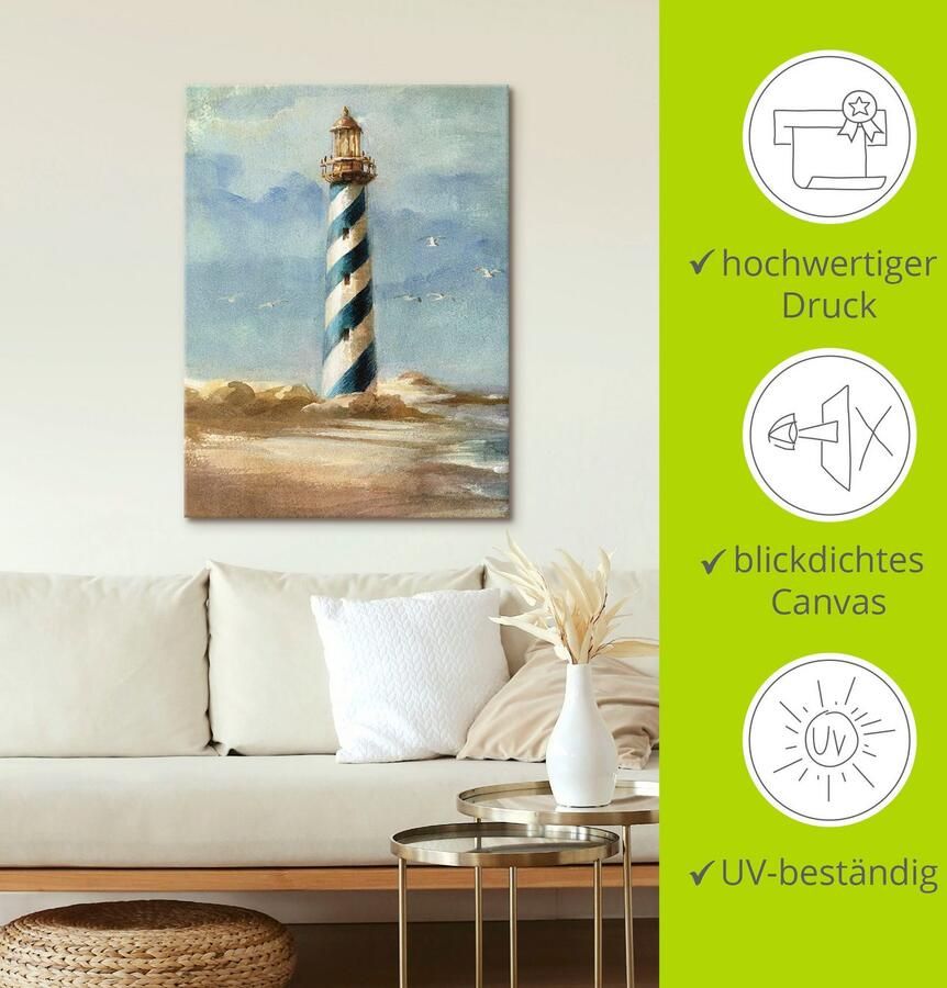 Artland Artprint op linnen Vuurtoren I gespannen op een spieraam - Foto 2