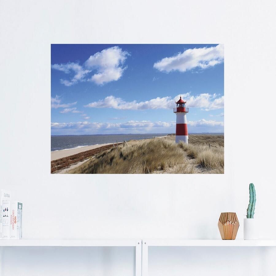 Artland Artprint op linnen Vuurtoren Sylt gespannen op een spieraam