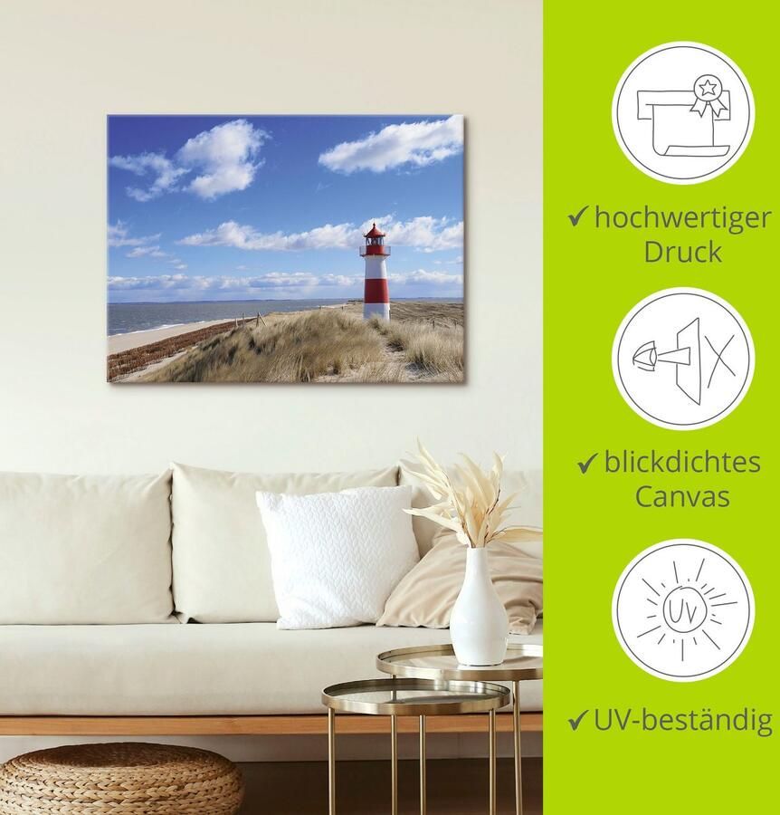 Artland Artprint op linnen Vuurtoren Sylt gespannen op een spieraam - Foto 2