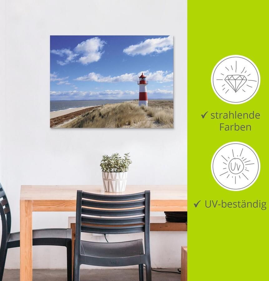 Artland Artprint op linnen Vuurtoren Sylt gespannen op een spieraam - Foto 3