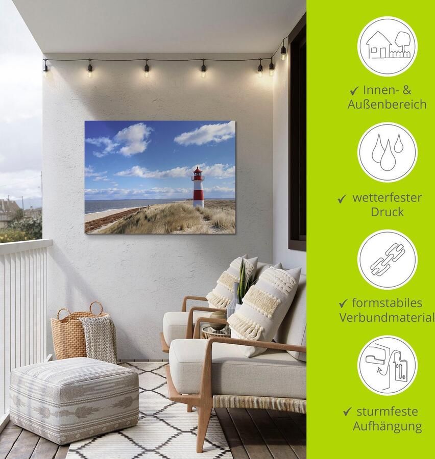Artland Artprint op linnen Vuurtoren Sylt gespannen op een spieraam - Foto 4