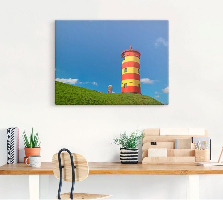 Artland Artprint op linnen Vuurtoren van Pilsum gespannen op een spieraam - Foto 5
