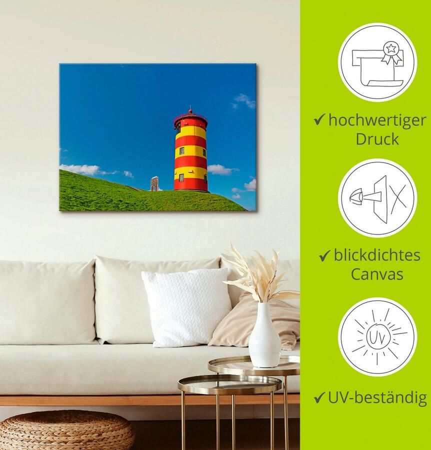 Artland Artprint op linnen Vuurtoren van Pilsum gespannen op een spieraam - Foto 3