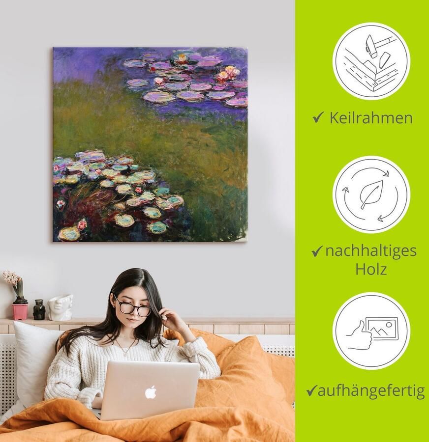 Artland Artprint op linnen Waterlelies. gespannen op een spieraam