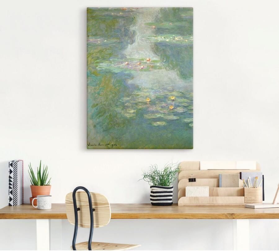 Artland Artprint op linnen Waterlelies (waterlandschap). 1908. - Foto 3