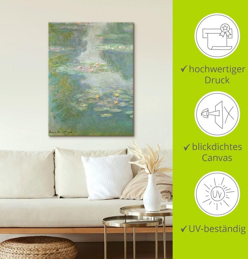 Artland Artprint op linnen Waterlelies (waterlandschap). 1908. - Foto 2