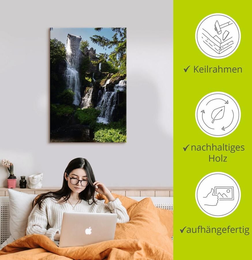 Artland Artprint op linnen Waterval bij waterspelen in Kassel