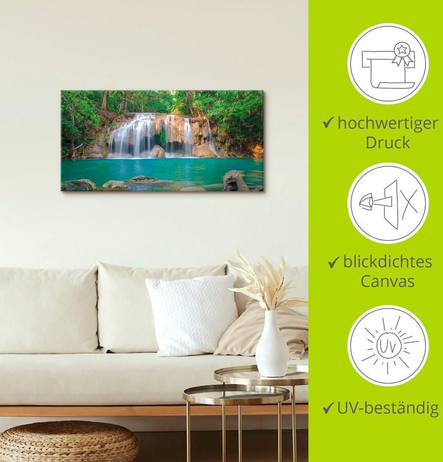 Artland Artprint op linnen Waterval in het bos nationaal park - Foto 3