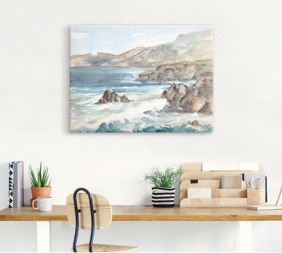 Artland Artprint op linnen Waterverf kust II gespannen op een spieraam - Foto 3