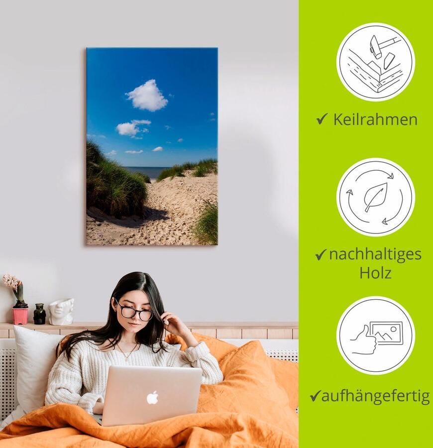 Artland Artprint op linnen Weg naar het strand I gespannen op een spieraam