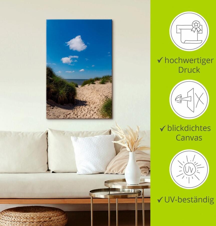 Artland Artprint op linnen Weg naar het strand I gespannen op een spieraam - Foto 2