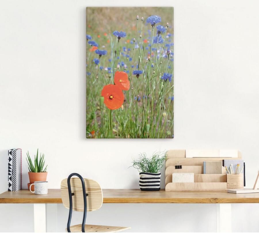 Artland Artprint op linnen Weide met klaprozen en korenbloemen - Foto 4