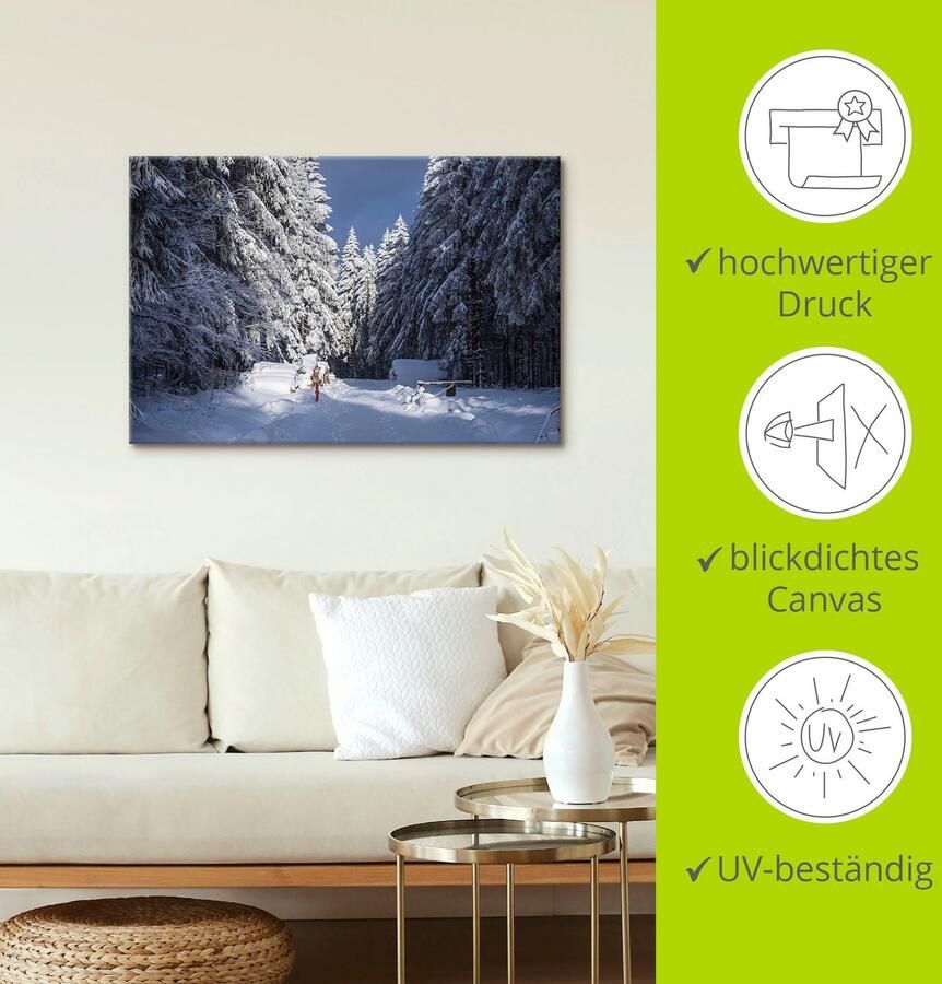 Artland Artprint op linnen Winter in het Thüringer Woud II - Foto 3