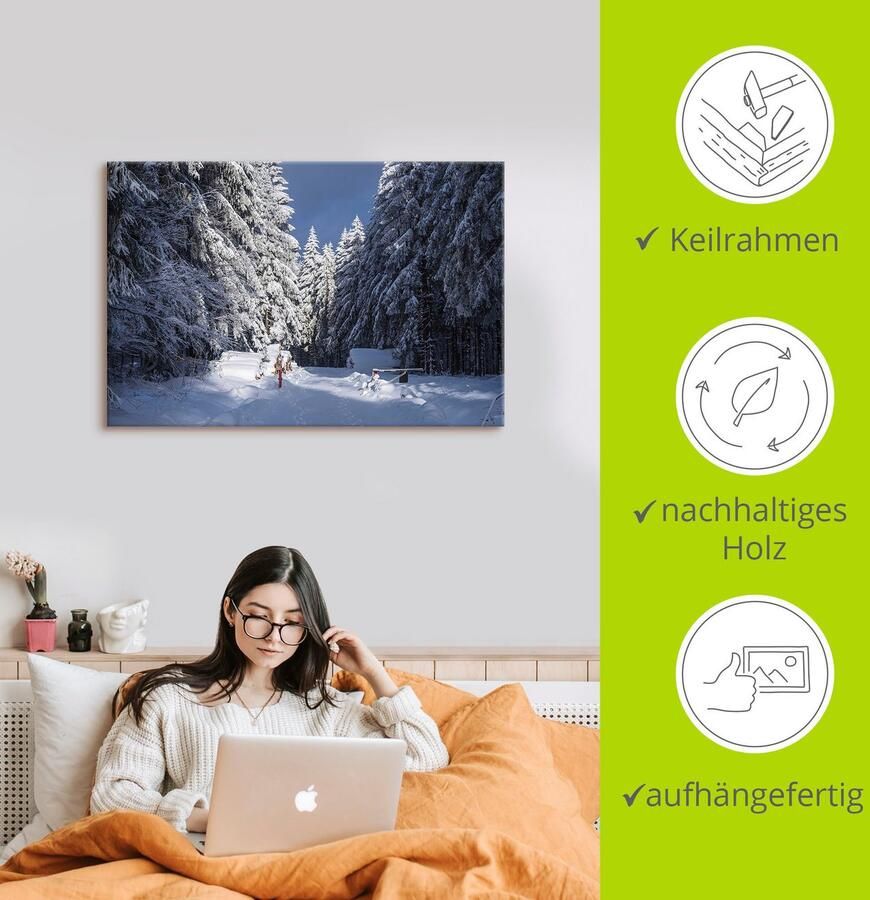 Artland Artprint op linnen Winter in het Thüringer Woud II - Foto 2