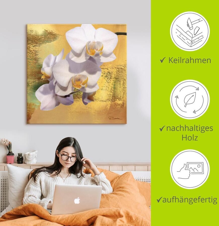 Artland Artprint op linnen Witte orchidee II gespannen op een spieraam - Foto 2