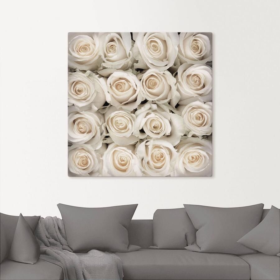 Artland Artprint op linnen Witte rozencreatie gespannen op een spieraam