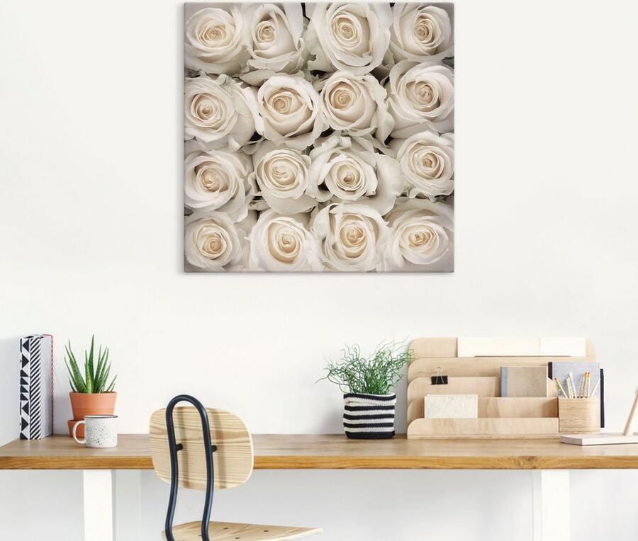 Artland Artprint op linnen Witte rozencreatie gespannen op een spieraam - Foto 4