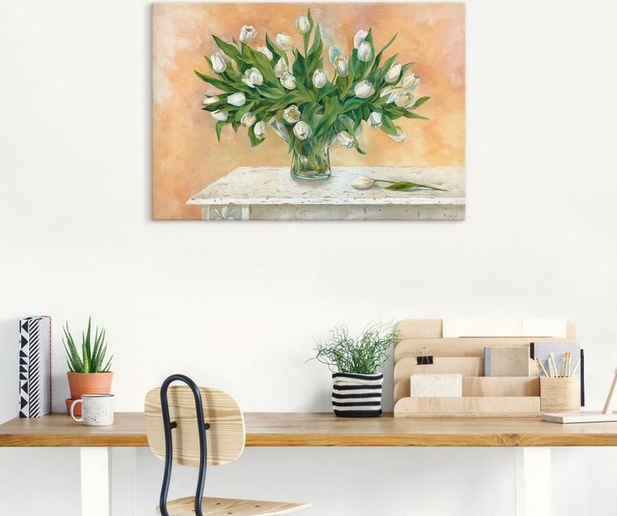 Artland Artprint op linnen Witte tulpen II gespannen op een spieraam - Foto 5