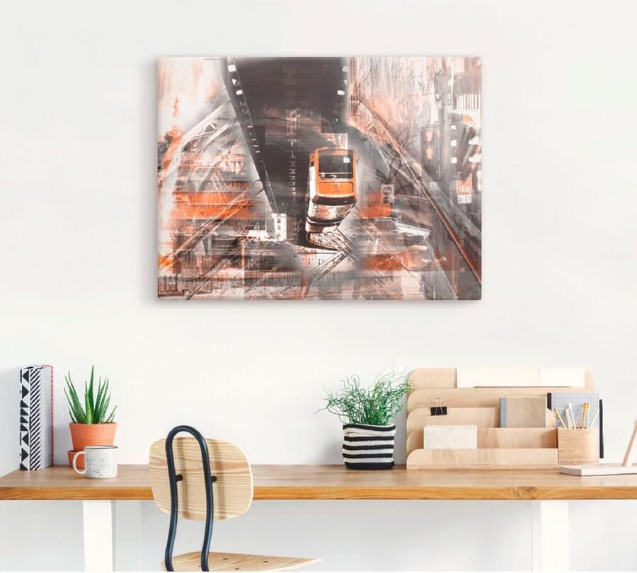 Artland Artprint op linnen Wuppertal skyline abstracte collage - Foto 3