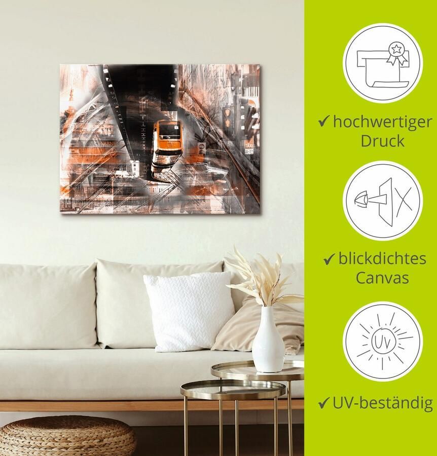 Artland Artprint op linnen Wuppertal skyline abstracte collage - Foto 2