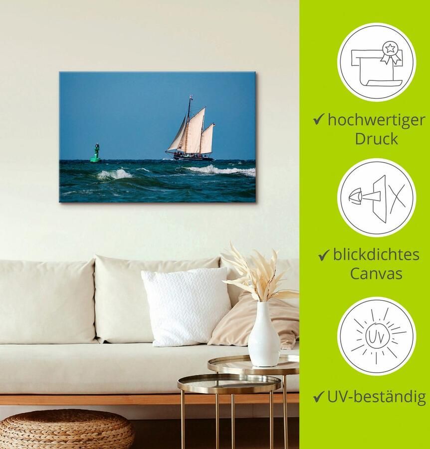 Artland Artprint op linnen Zeilschip op de Oostzee gespannen op een spieraam - Foto 2