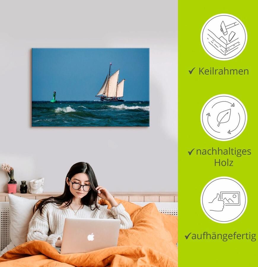 Artland Artprint op linnen Zeilschip op de Oostzee gespannen op een spieraam