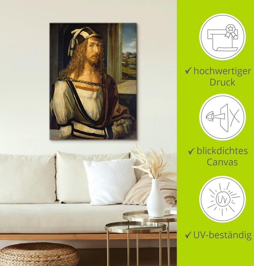 Artland Artprint op linnen Zelfportret met landschap. 1498 - Foto 2