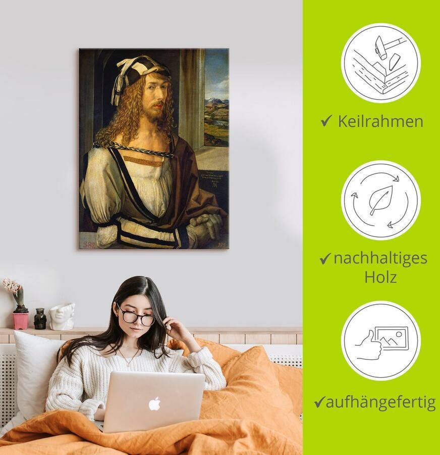 Artland Artprint op linnen Zelfportret met landschap. 1498