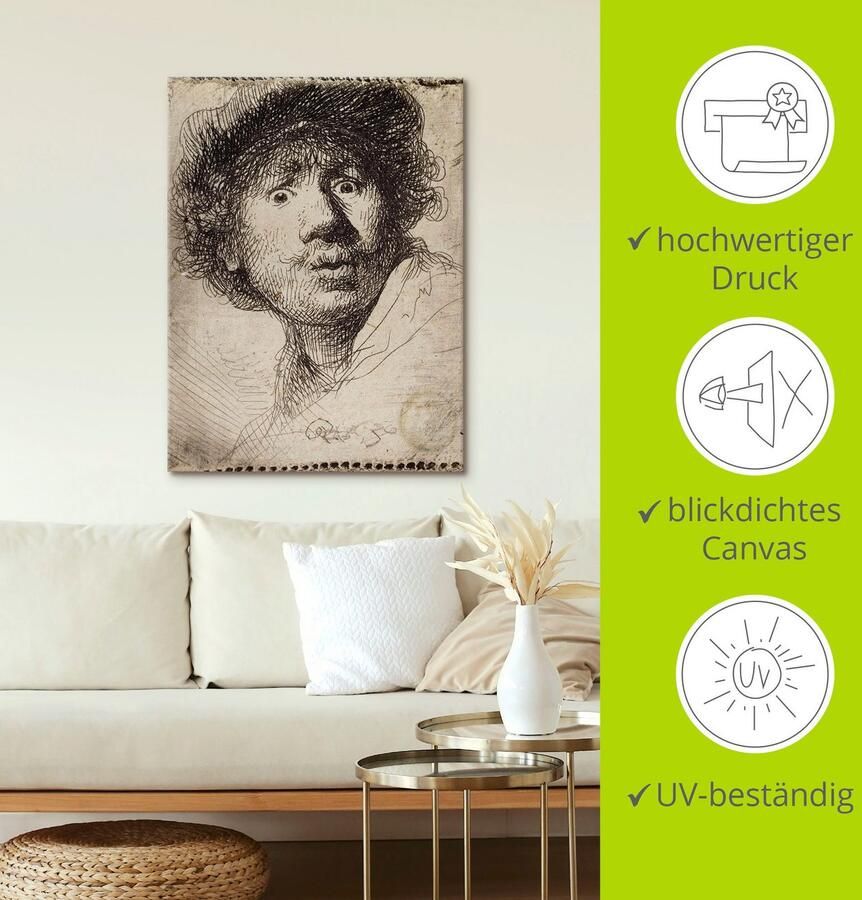 Artland Artprint op linnen Zelfportret met opengesperde ogen - Foto 2