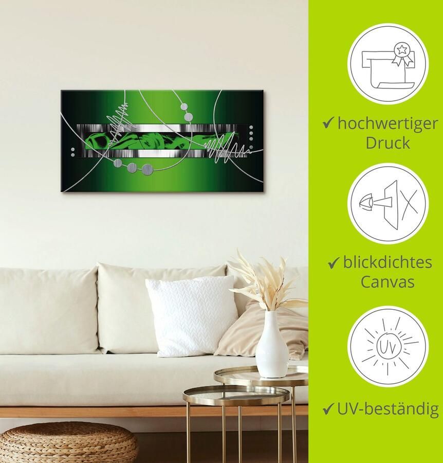 Artland Artprint op linnen Zilverkleur abstract op groen - Foto 3