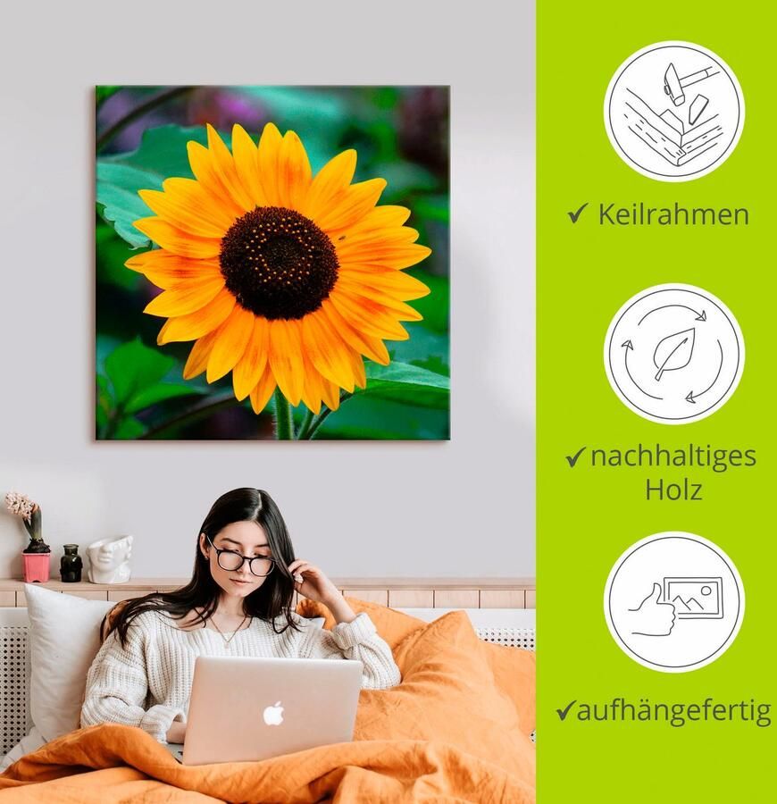 Artland Artprint op linnen Zonnebloem gespannen op een spieraam