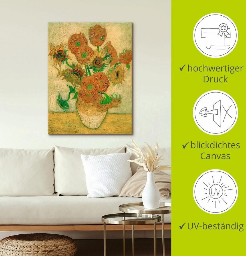 Artland Artprint op linnen Zonnebloemen gespannen op een spieraam - Foto 2