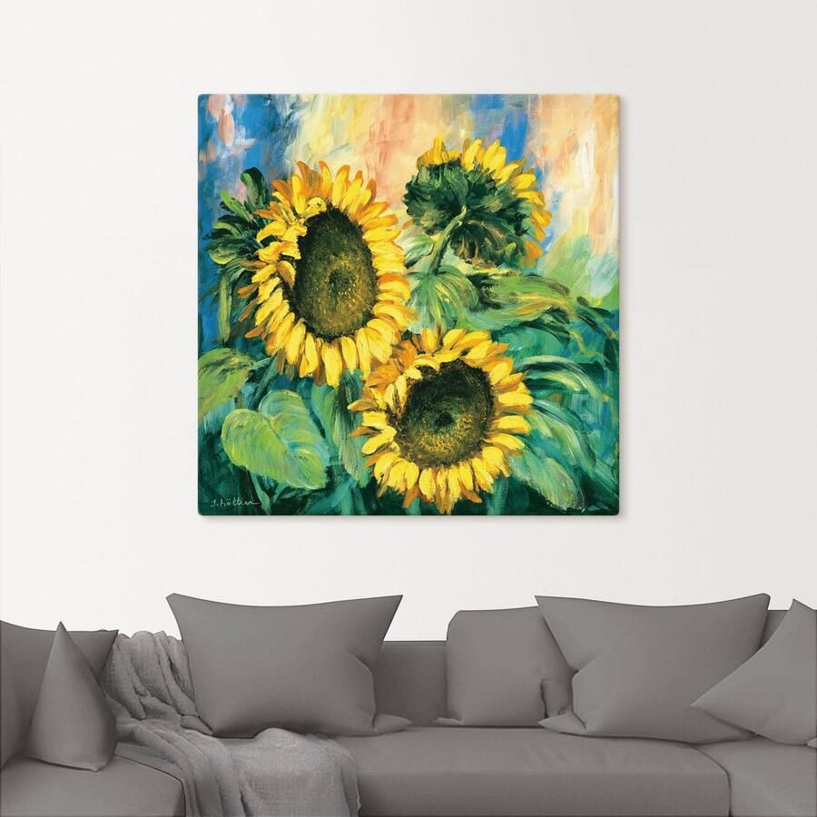 Artland Artprint op linnen Zonnebloemen II gespannen op een spieraam