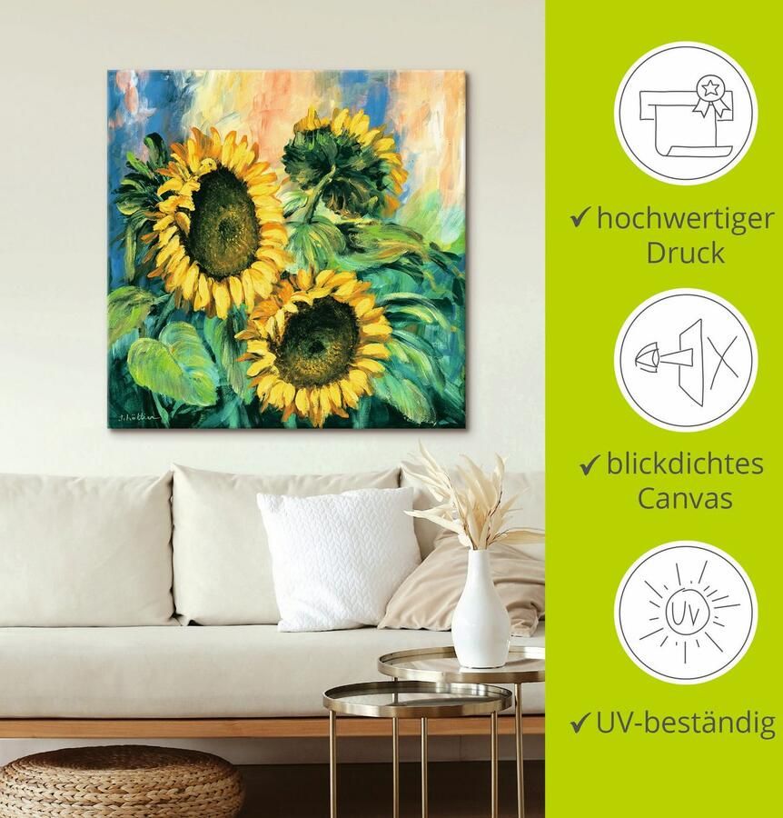 Artland Artprint op linnen Zonnebloemen II gespannen op een spieraam - Foto 3