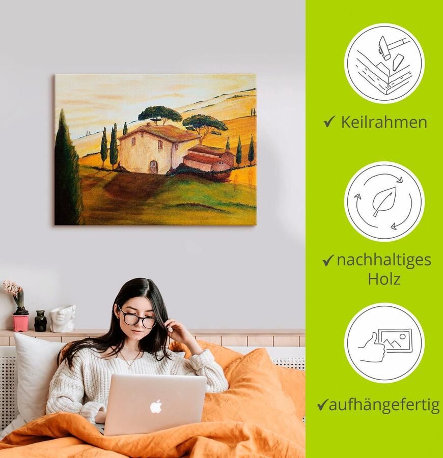 Artland Artprint op linnen Zonnebloemen in de Toscane (detail)