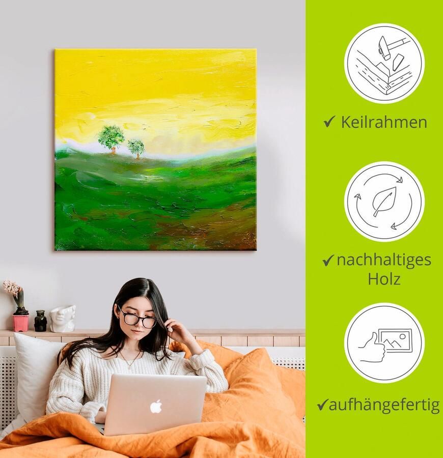 Artland Artprint op linnen Zonnige dag gespannen op een spieraam