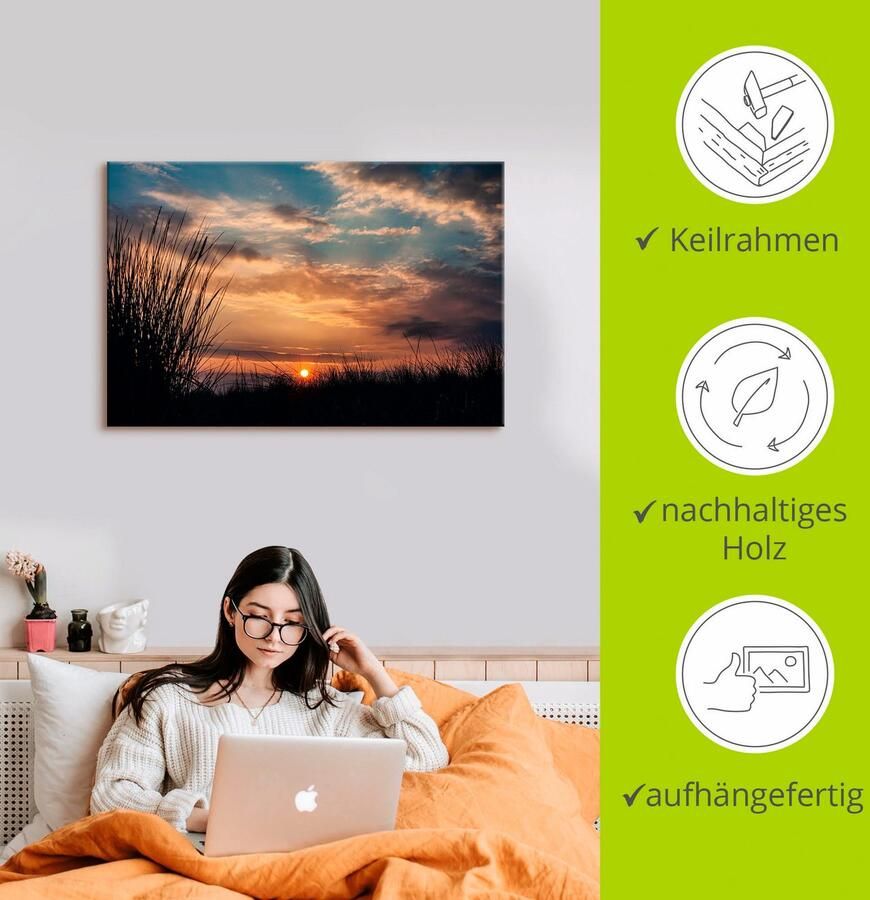 Artland Artprint op linnen Zonsondergang aan de kust Oostzee - Foto 2