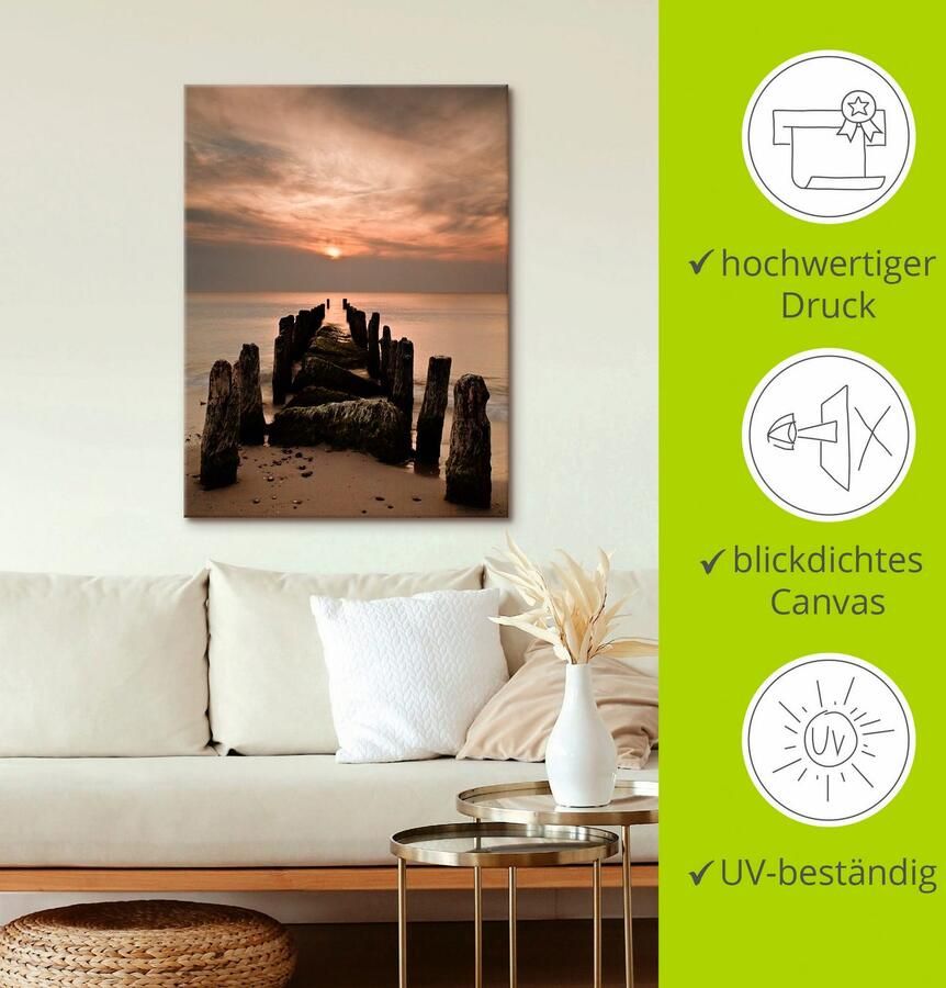 Artland Artprint op linnen Zonsondergang aan de Oostzee - Foto 3