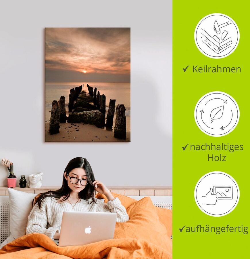 Artland Artprint op linnen Zonsondergang aan de Oostzee - Foto 2